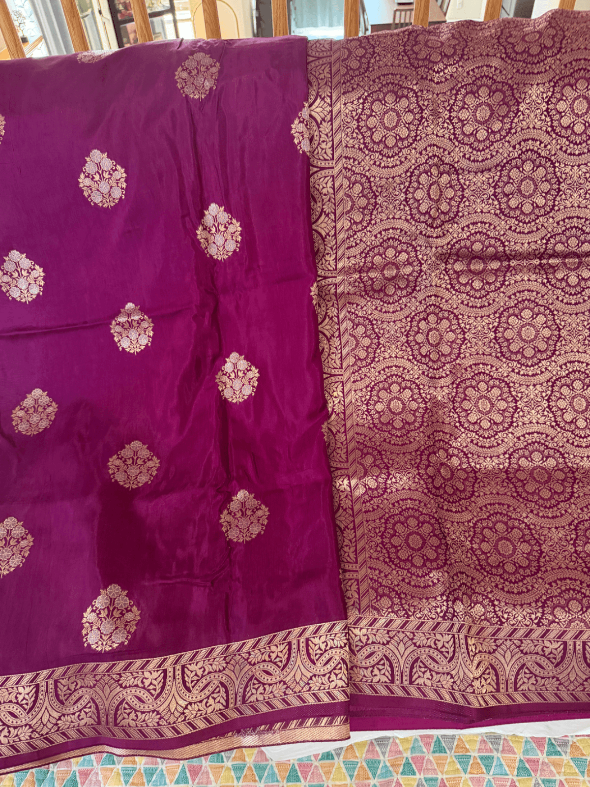 Magenta Mango silk saree with Zari Border and Pallu