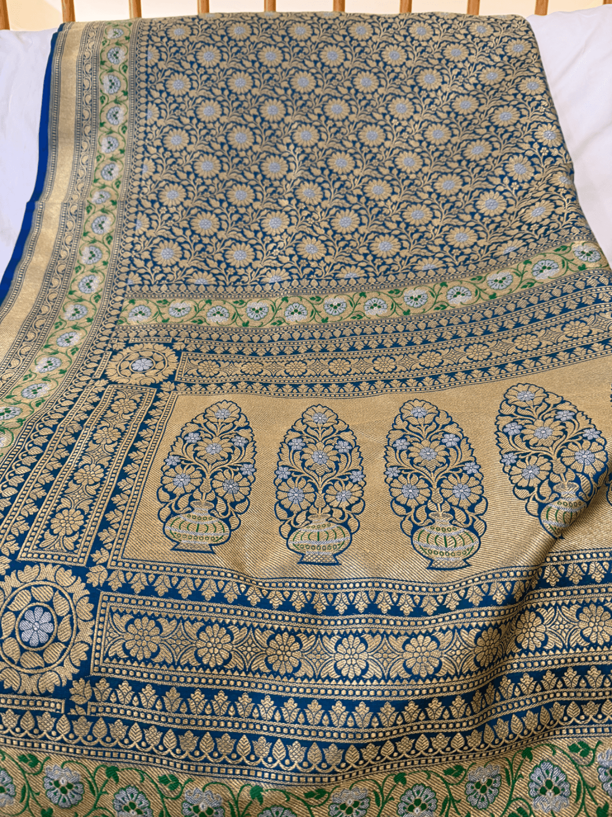 Blue Brocade Ahmedabadi silk saree