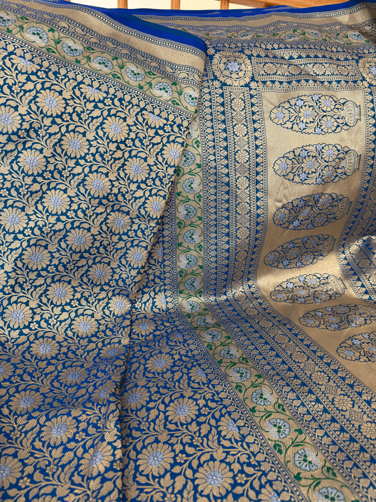 Blue Brocade Ahmedabadi silk saree