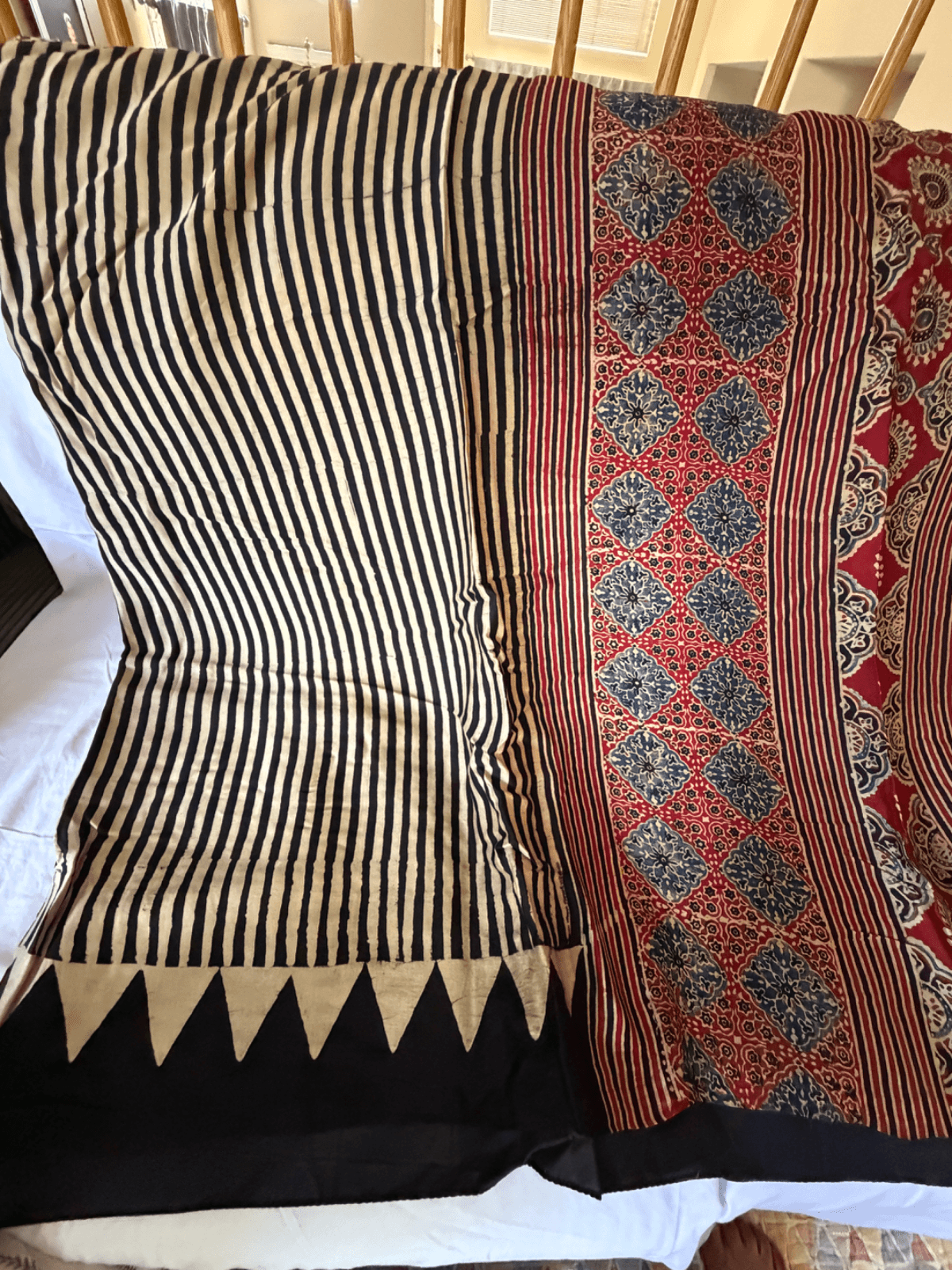 Ajrakh Modal silk saree with Lagdi patta Pallu