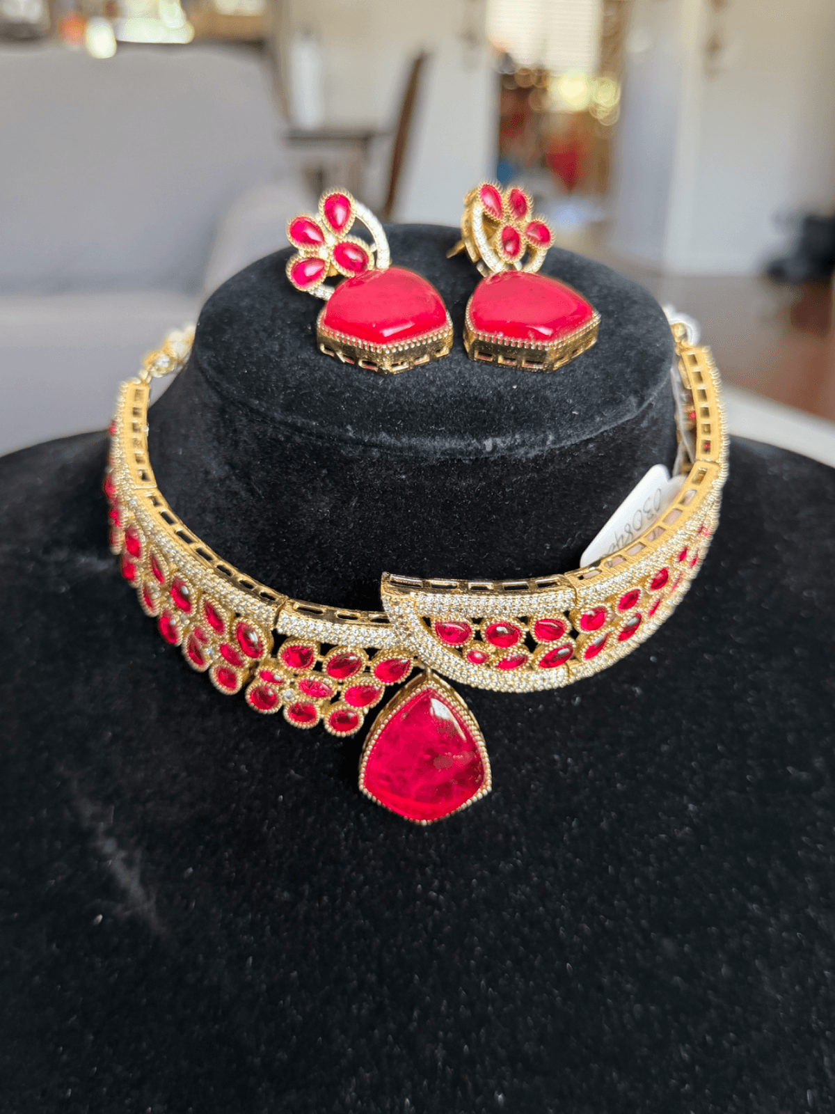 AD and Ruby stone Choker Necklace set