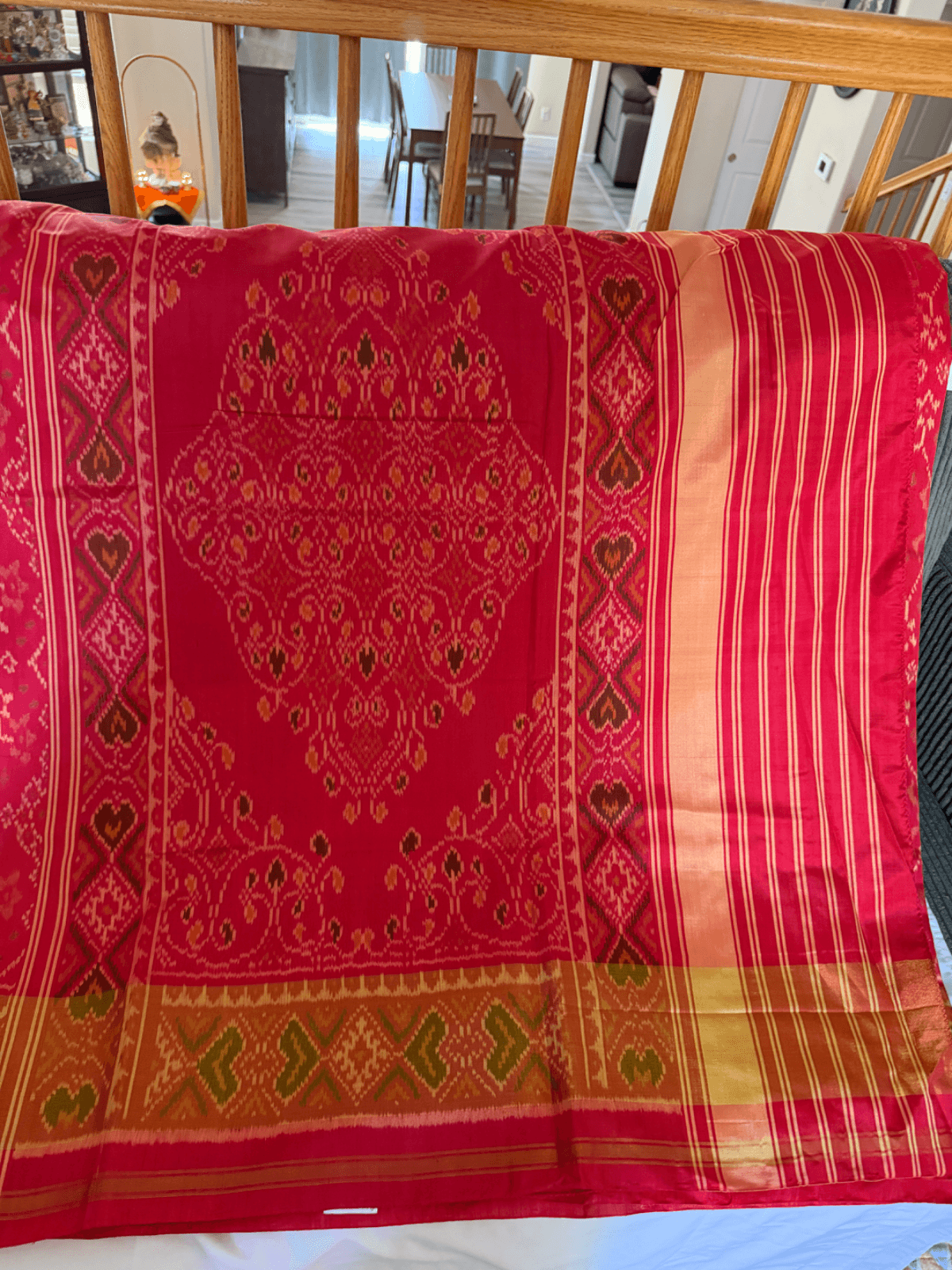 Rajkoti single-ikat Patola silk saree in Navratan Bhat design