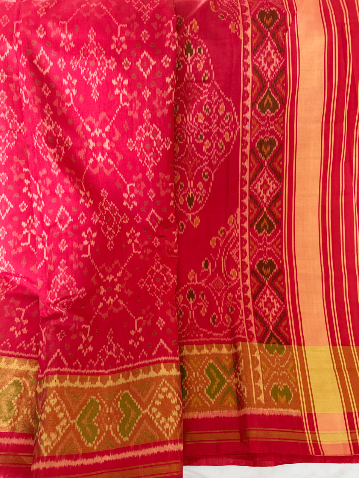 Rajkoti single-ikat Patola silk saree in Navratan Bhat design