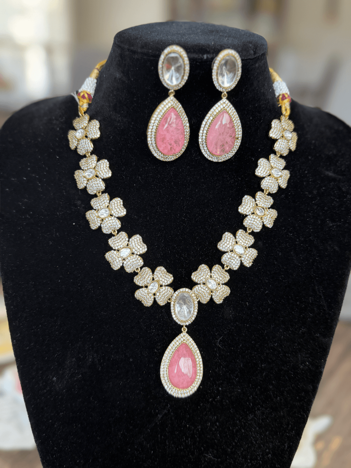 AD Stone Floral necklace set