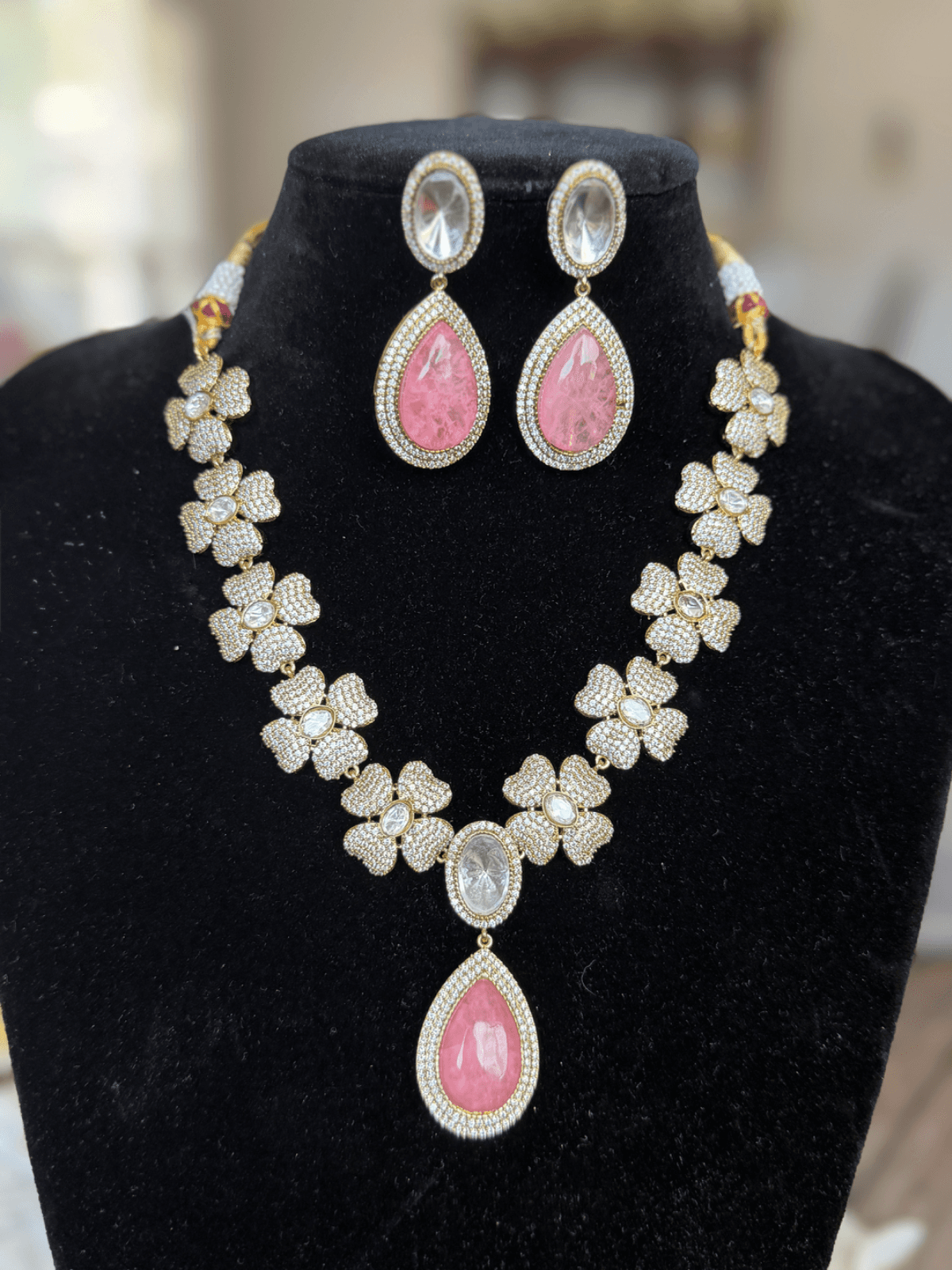 AD Stone Floral necklace set