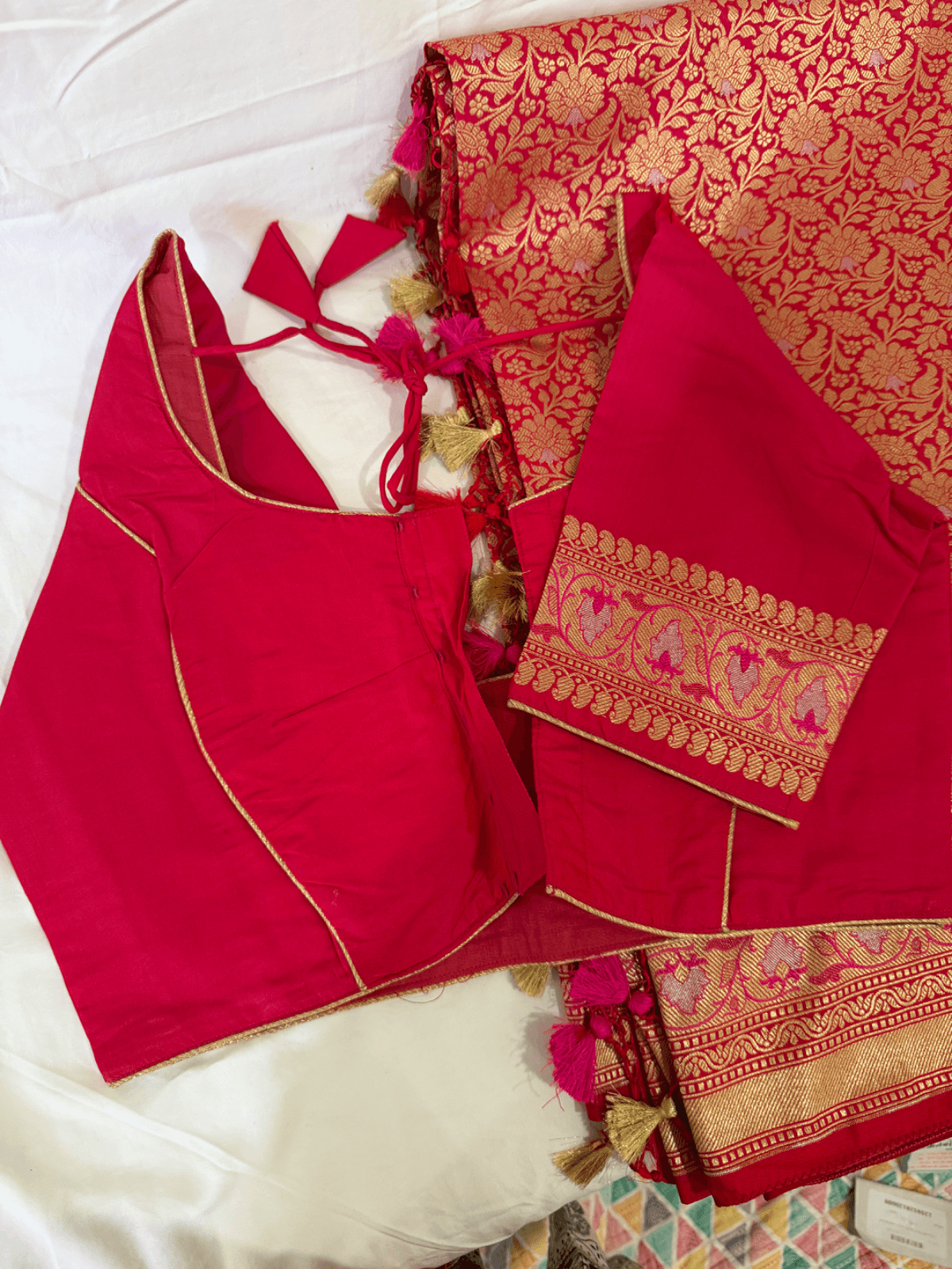 Red Brocade Ahmedabadi silk saree